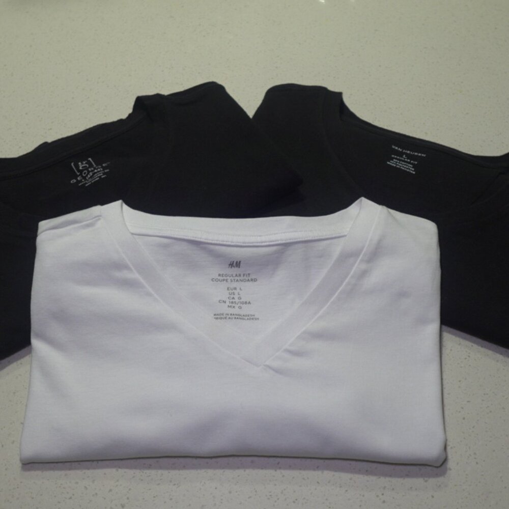 Men's V-Neck T-Shirt Bundle. Size Large.
